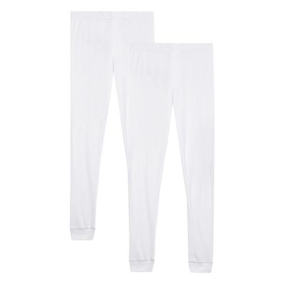 Pack of two boys' white ribbed thermal trousers